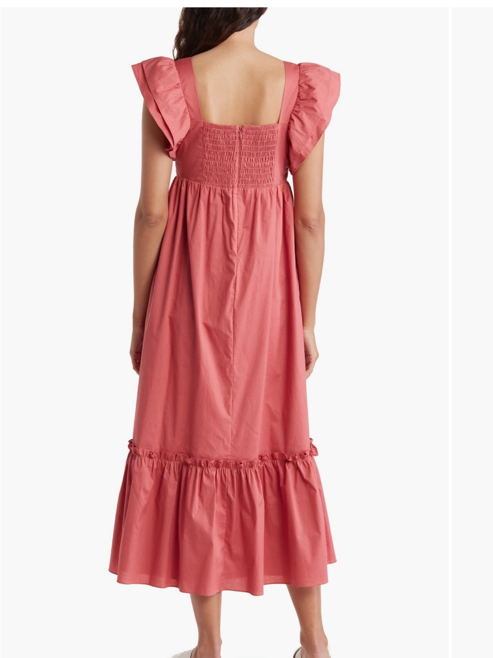 Donna Morgan Dusty Rose Ruffled Square-Neck Midi Dress - Picture 2 of 13